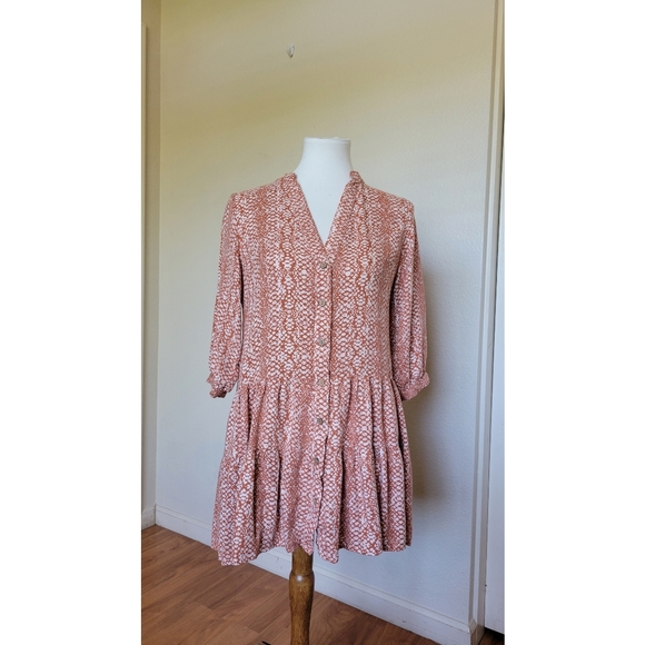 Skylar + Madison drop Waist mini longsleeve dress size Small orange like color. - Picture 4 of 10